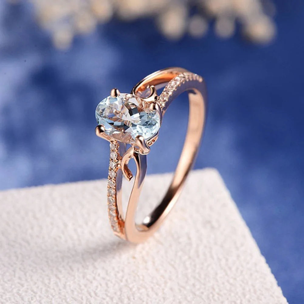 Majorelle Sky Blue Zircon Crystal Oval Ring