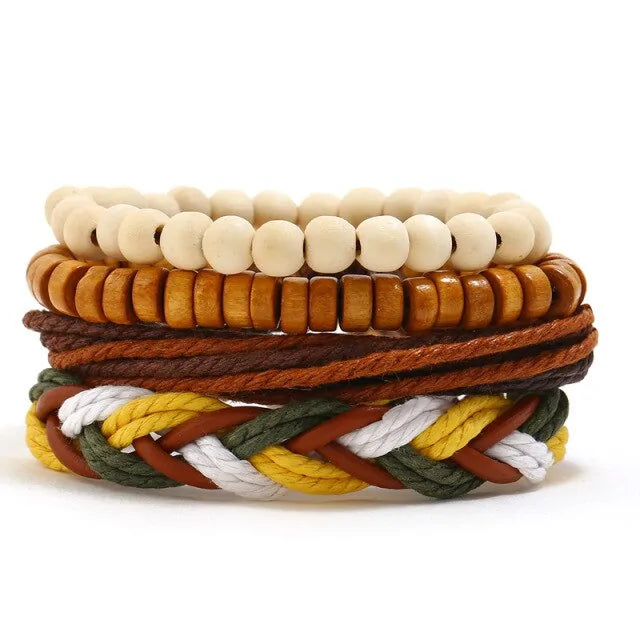 Ethnic Wood Beads Charm Bracelets