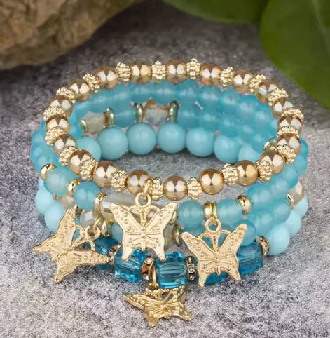 Majorelle Butterfly Bliss Beaded Bracelets