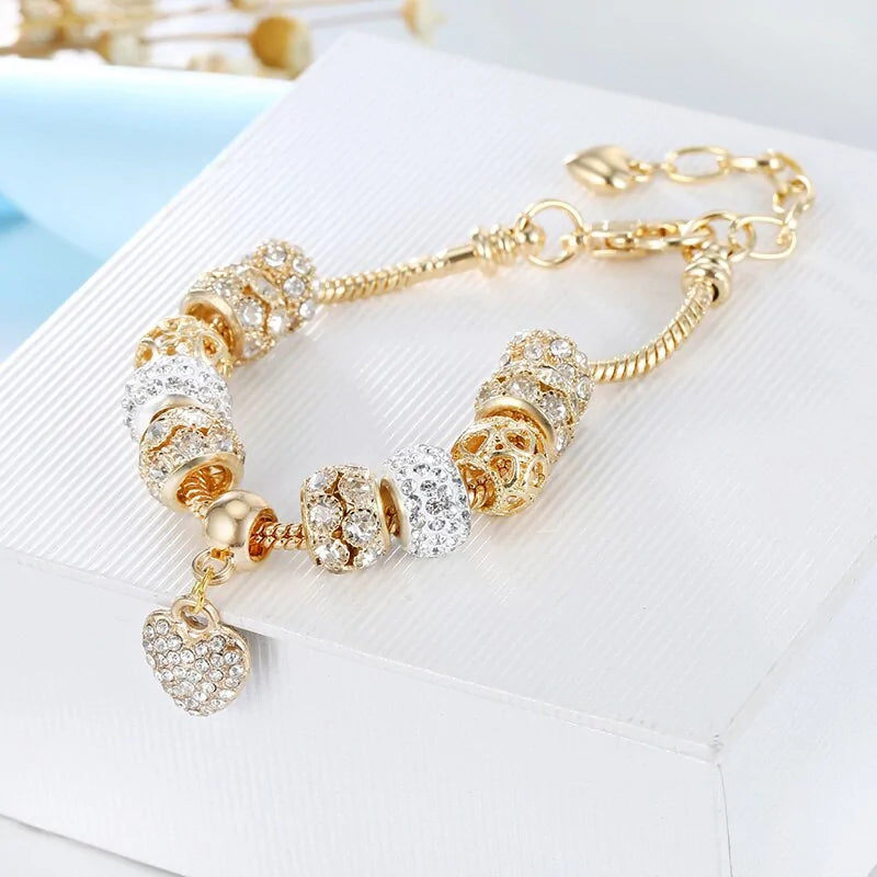 Majorelle Cubic Charm Gold Heart Bracelets