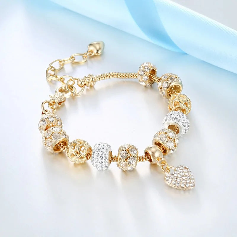 Majorelle Cubic Charm Gold Heart Bracelets