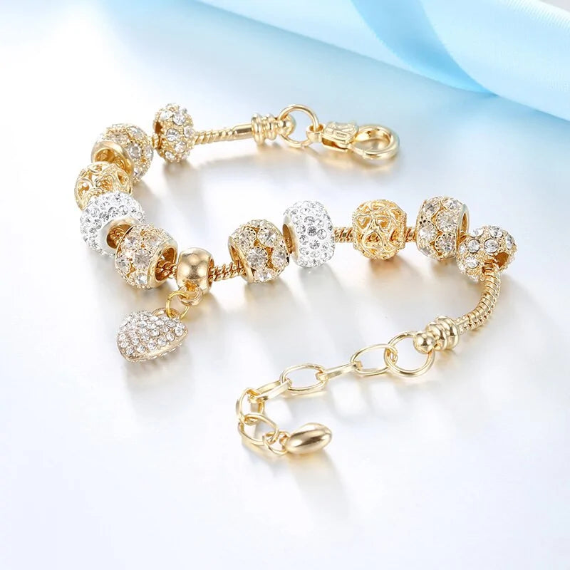 Majorelle Cubic Charm Gold Heart Bracelets