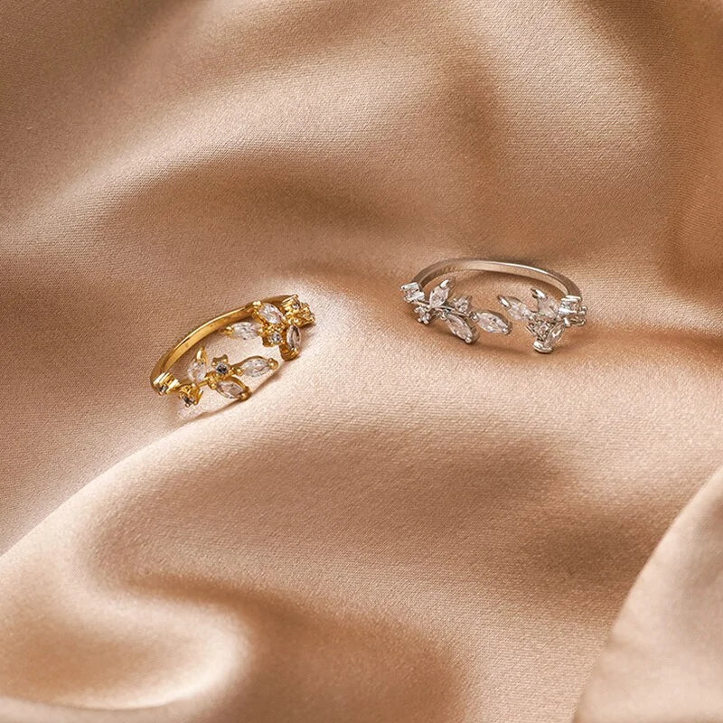 Majorelle Leaf Zircon Adjustable Rings