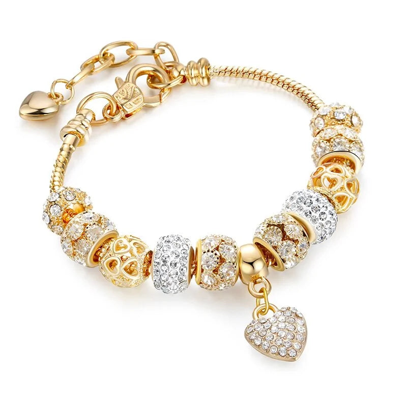 Majorelle Cubic Charm Gold Heart Bracelets