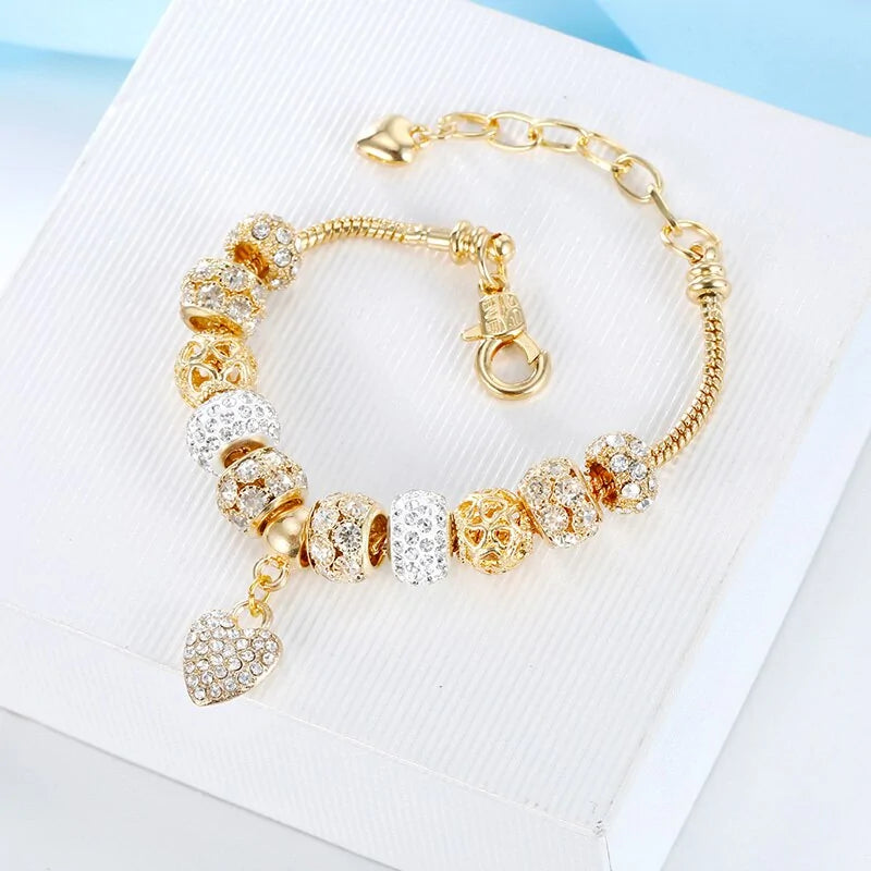 Majorelle Cubic Charm Gold Heart Bracelets