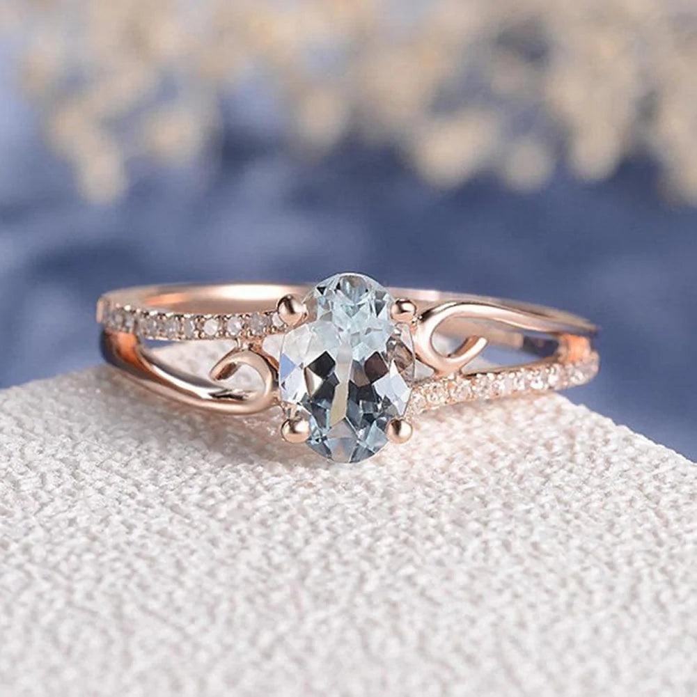 Majorelle Sky Blue Zircon Crystal Oval Ring