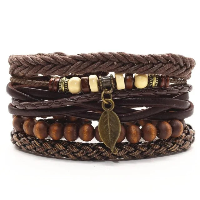 Ethnic Wood Beads Charm Bracelets