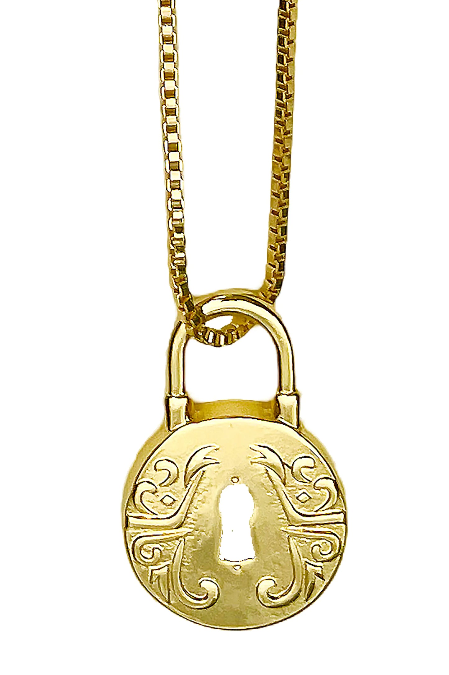 Vintage Floral Lock Pendant Necklace